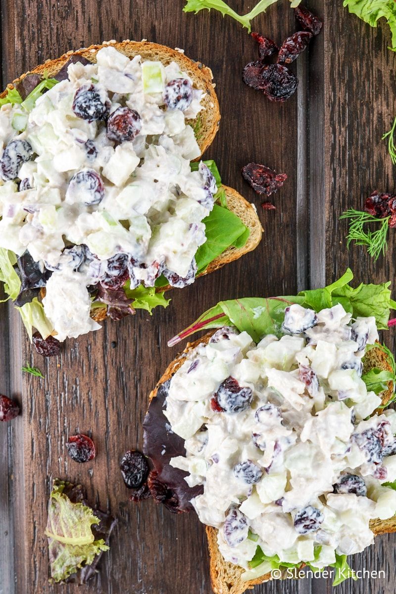 Tuna Salad packed with dried cranberries, apples, celery, and dried cranberries.