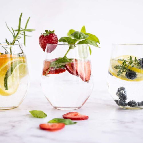 Refreshing Water Infused with Different Fruits and Herbs
