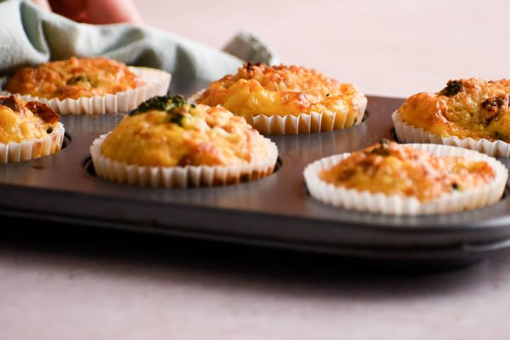 Egg muffins with quinoa in a muffin tin.