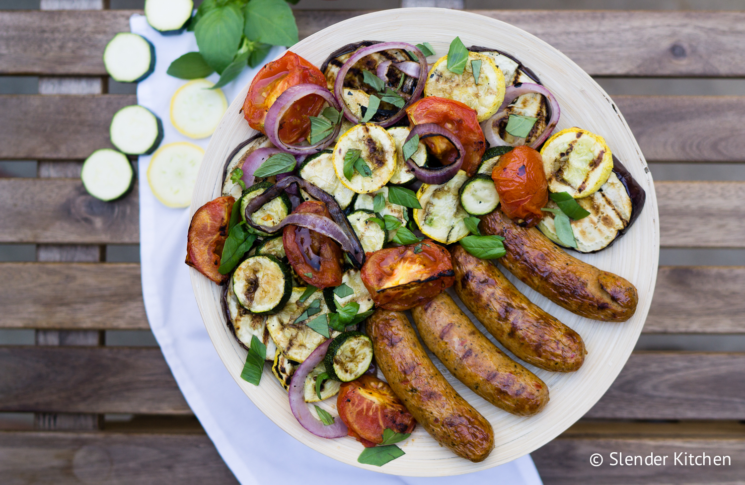 Grilled Chicken Sausages and Summer Vegetables Slender Kitchen
