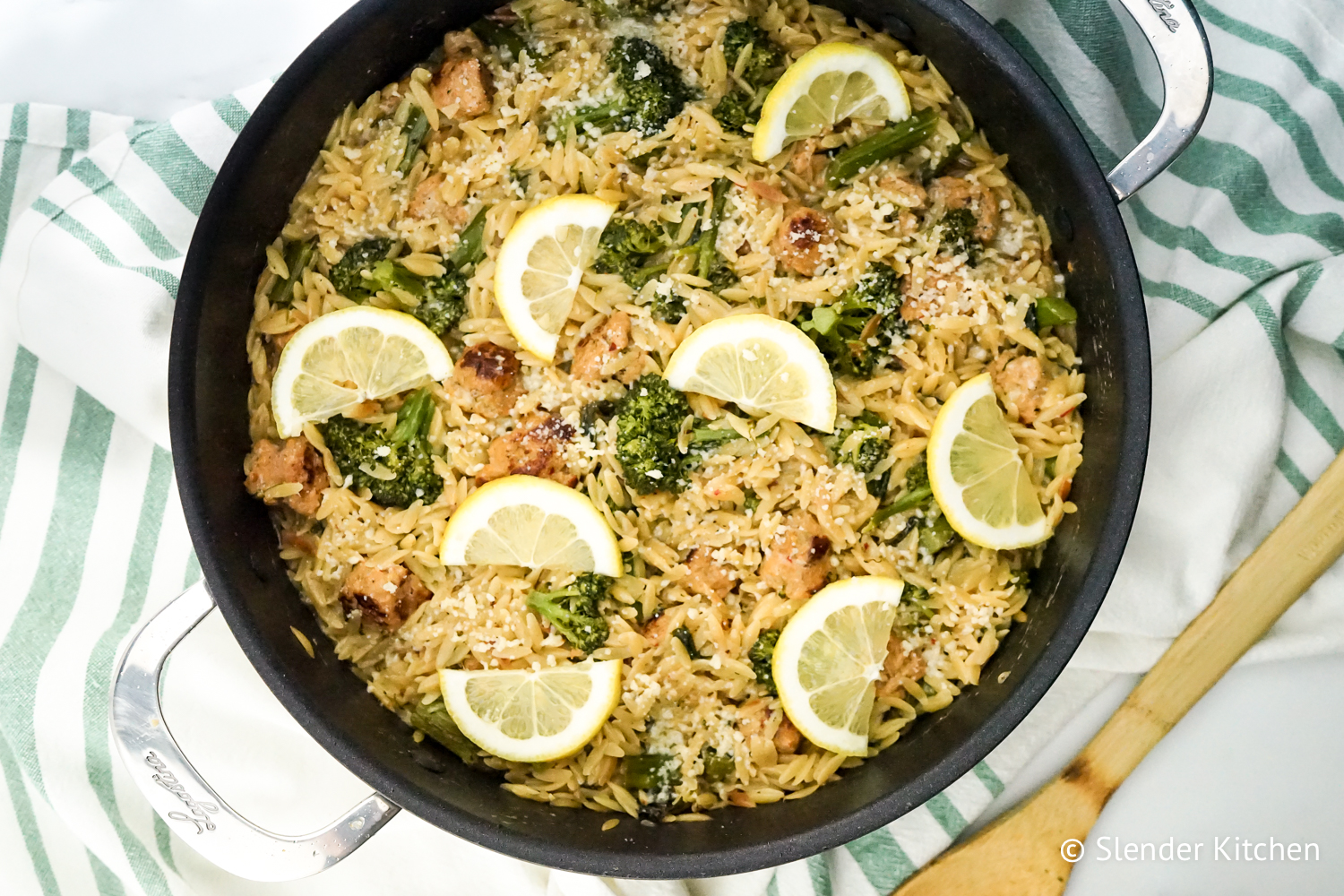 Lemon Orzo with Broccoli and Chicken Sausage Slender Kitchen