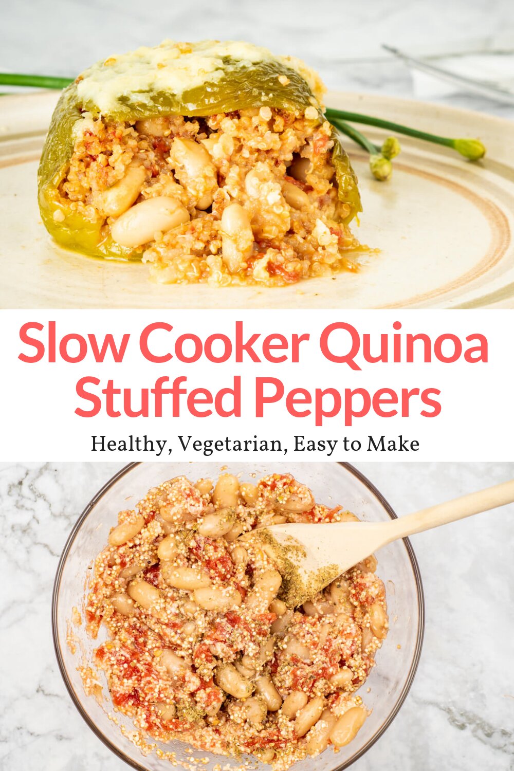 Slow Cooker Quinoa and White Bean Stuffed Peppers Slender Kitchen