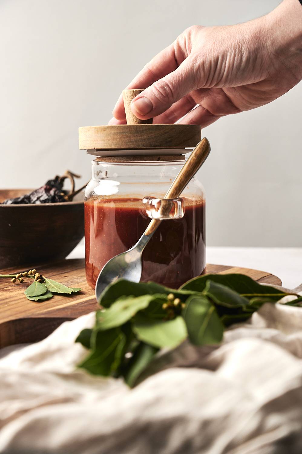 Freshly made adobo sauce, ready to use.