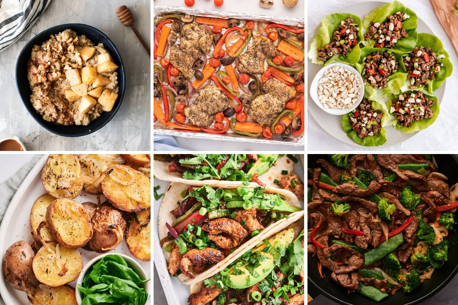 Collage of new zero point foods including oats, ground beef, steak, pork, potatoes, and ground turkey.