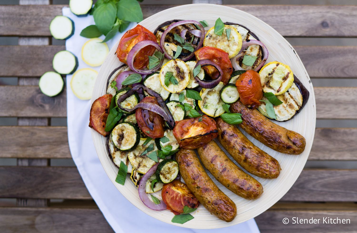 Grilled Chicken Sausages and Vegetables