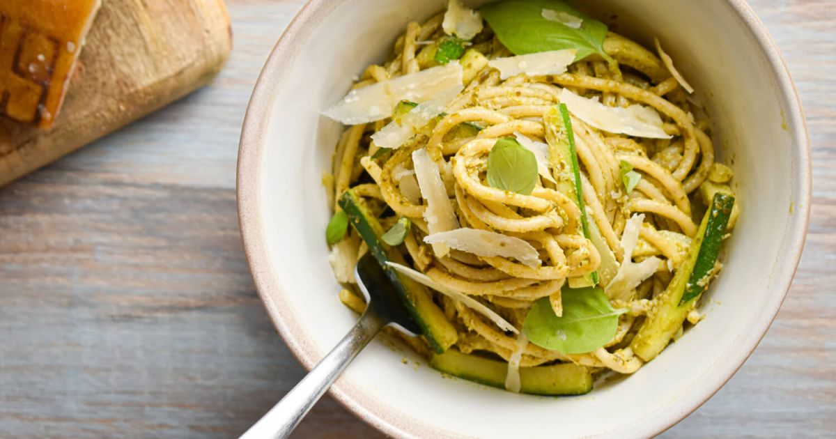 Creamy Pesto Pasta with Zucchini - Slender Kitchen