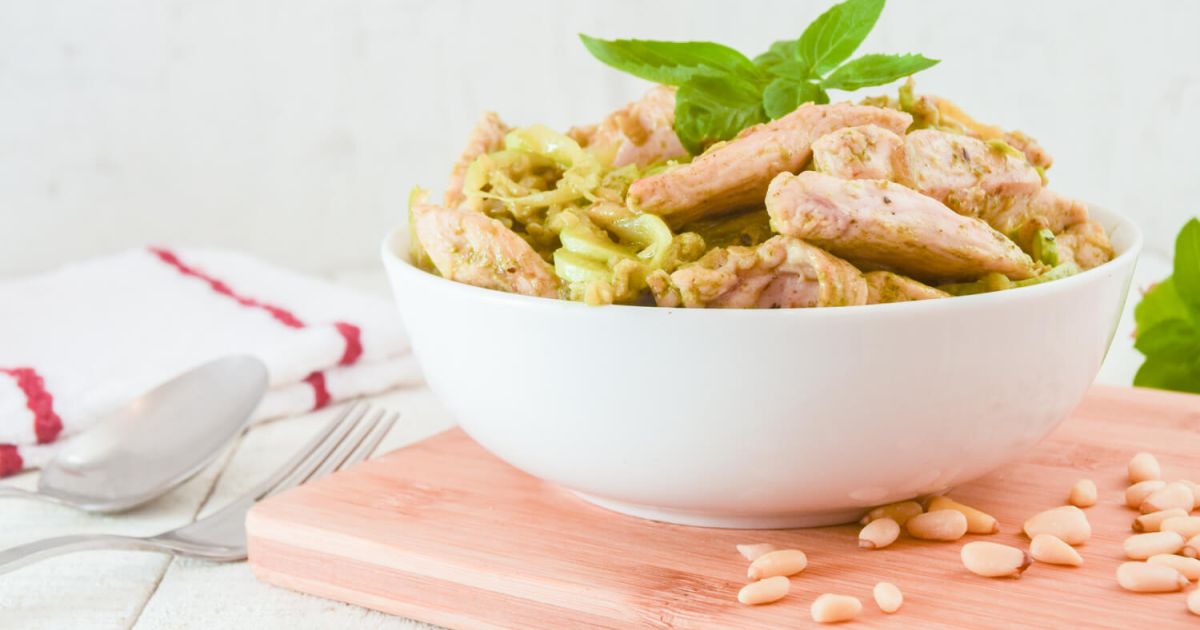 Creamy Pesto Zoodles with Chicken Slender Kitchen