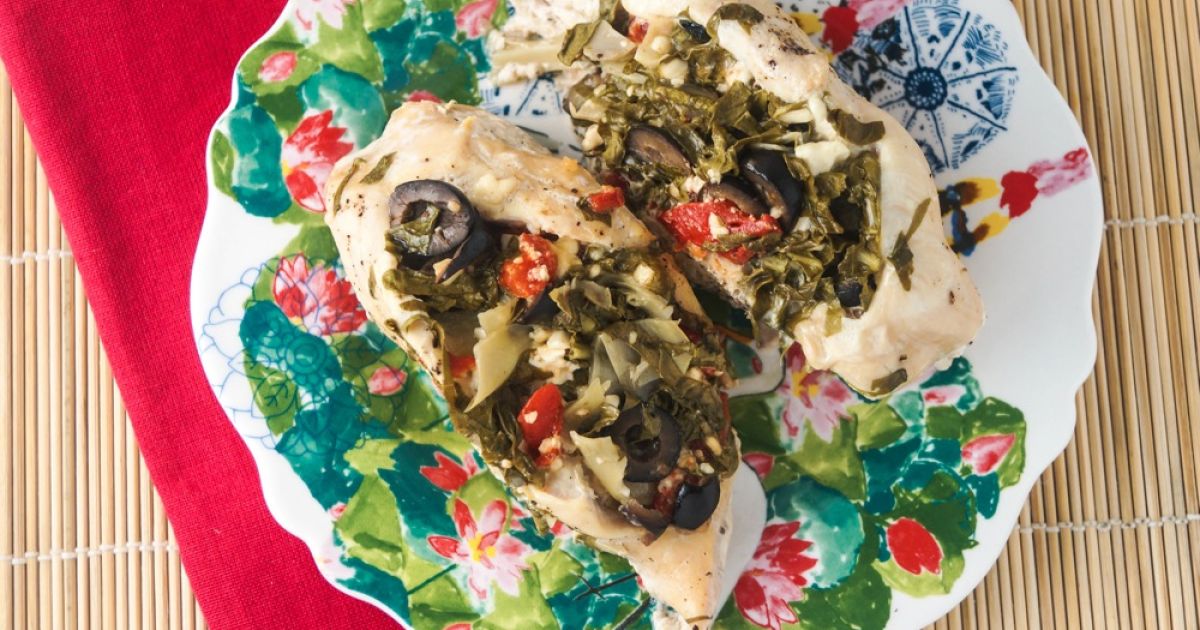 Sunday Slow Cooker Greek Stuffed Chicken Breasts Slender Kitchen