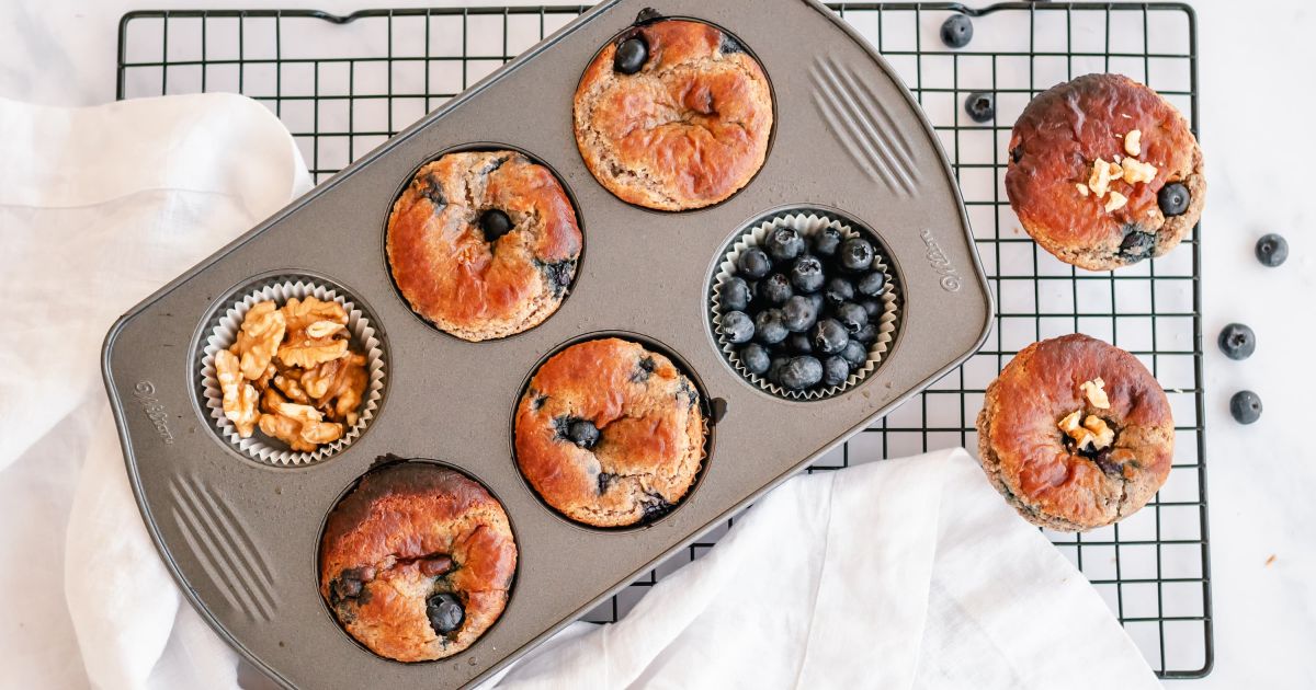 Almond Flour Blueberry Yogurt Muffins - Slender Kitchen