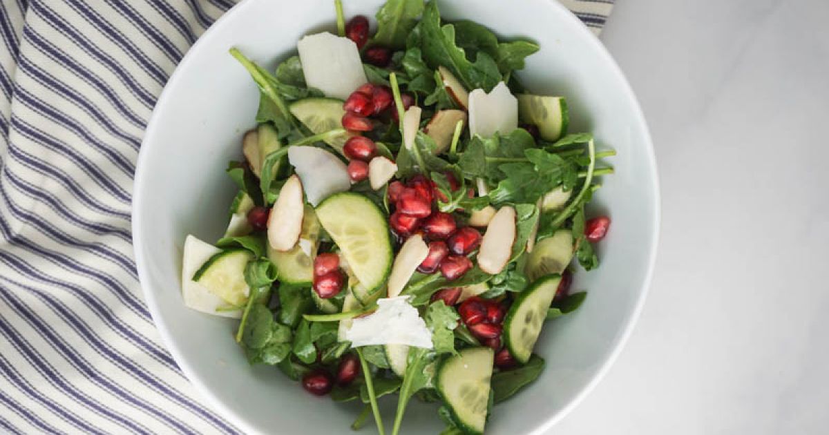 Arugula, Cucumber, and Pomegranate Salad - Slender Kitchen