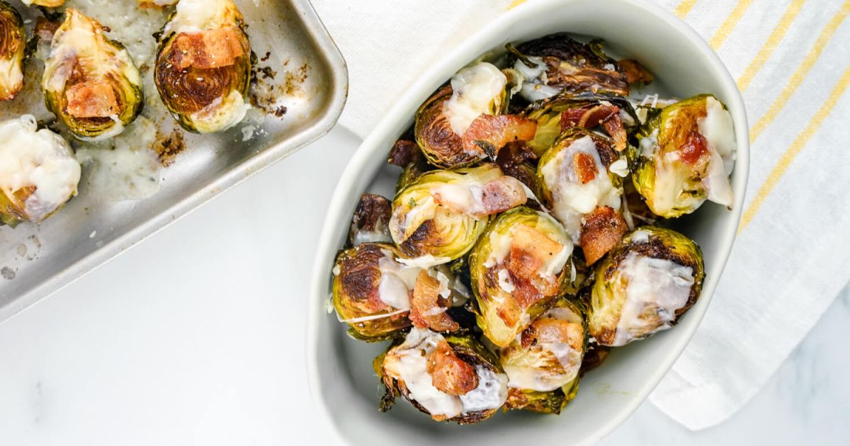 Garlic Bacon Brussels Sprouts - Slender Kitchen