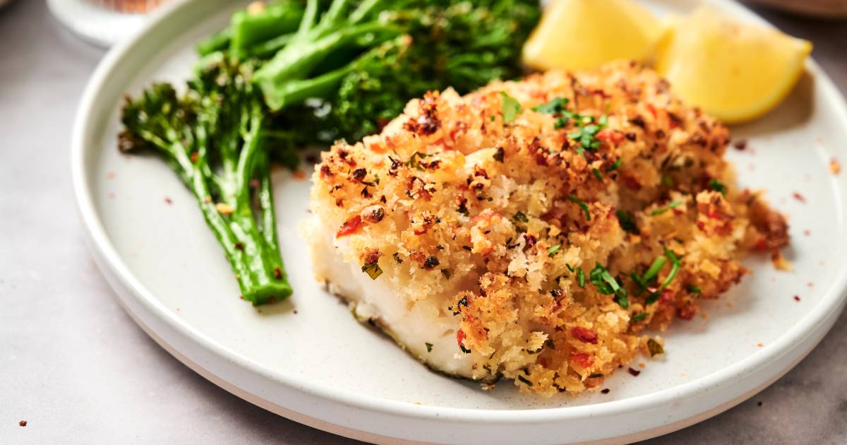 Baked Stuffed Haddock (Seafood Stuffing) - Slender Kitchen