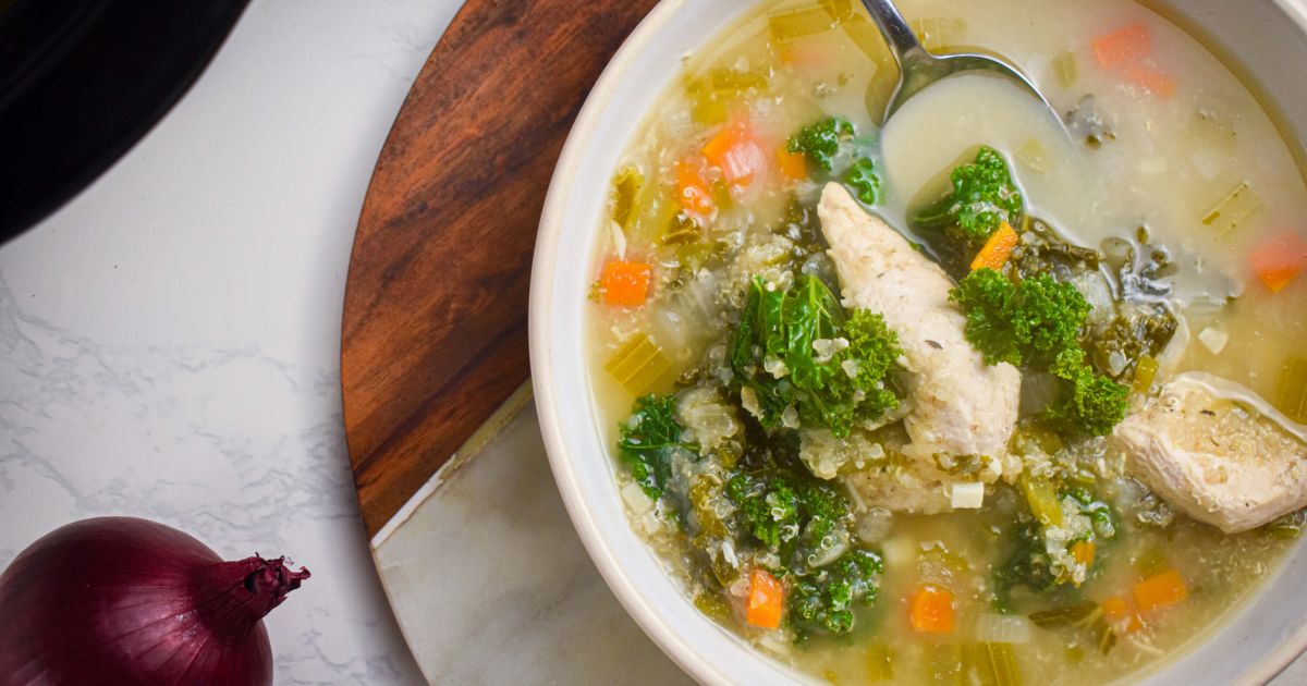 Slow Cooker Chicken Quinoa Soup with Kale Slender Kitchen