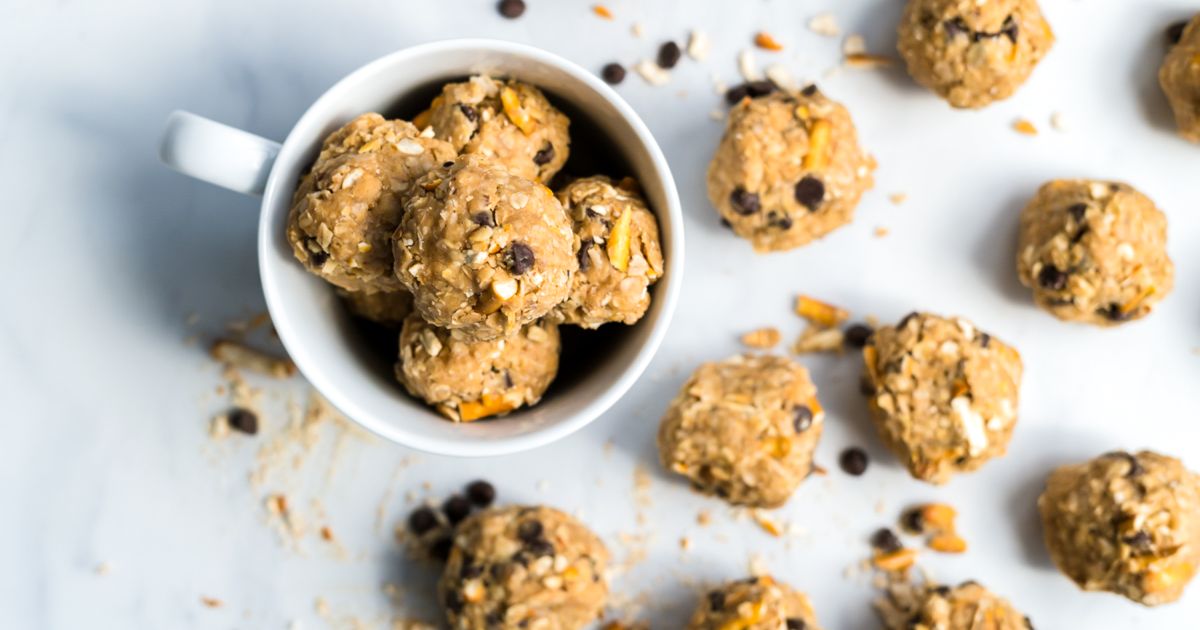 Chocolate Peanut Butter Pretzel Energy Balls - Slender Kitchen