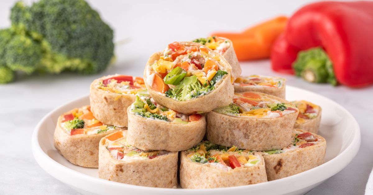 Cream Cheese Pinwheels with Vegetables - Slender Kitchen