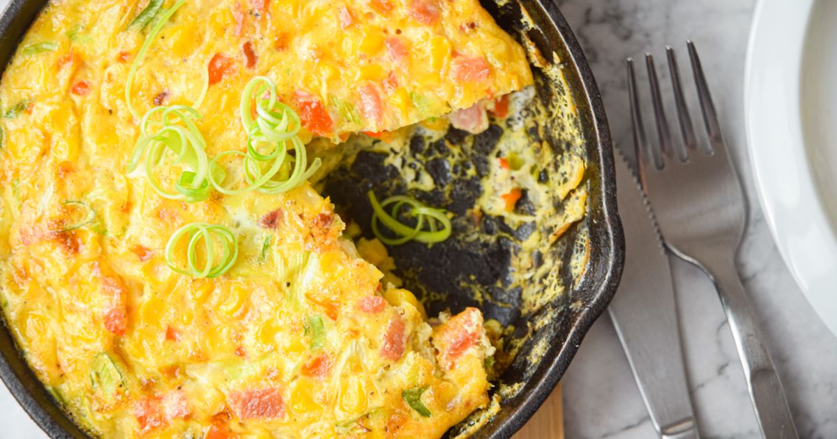 Crustless Corn and Bacon Pie - Slender Kitchen