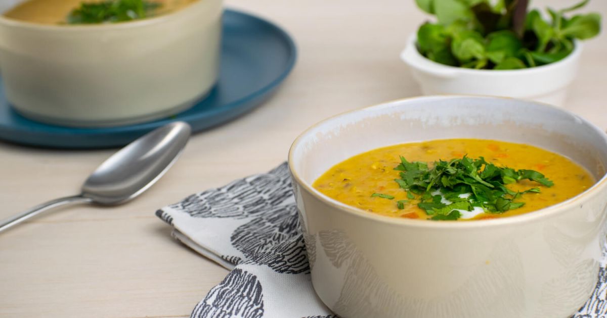 Slow Cooker Curried Red Lentil Soup - Slender Kitchen