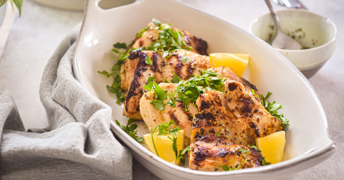 Grilled Lemon Dijon Chicken Thighs