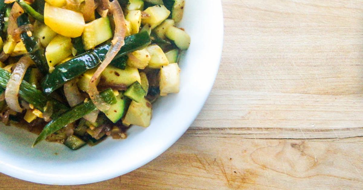 Zucchini & Poblano Pepper Saute - Slender Kitchen