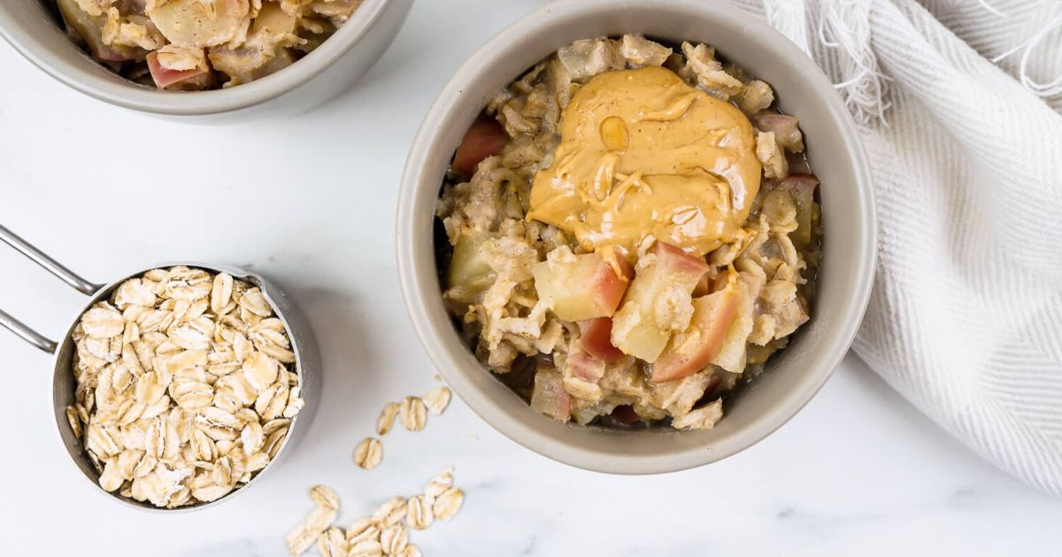Microwave Apple Oatmeal with Peanut Butter - Slender Kitchen