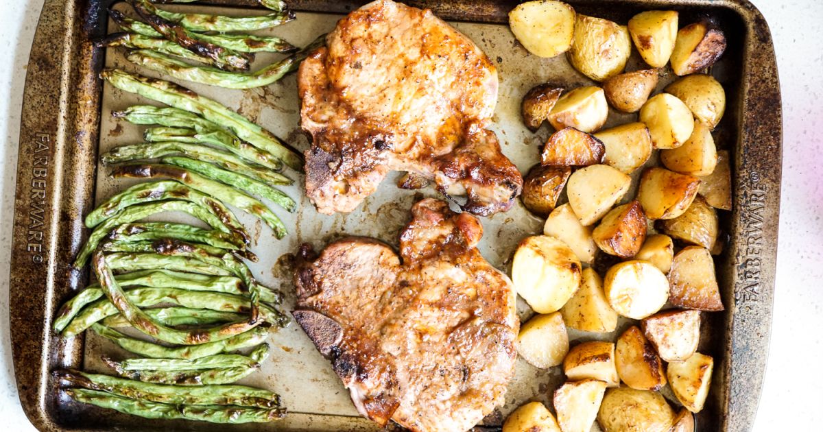 Sheet Pan Pork Chops, Potatoes, and Green Beans Slender Kitchen