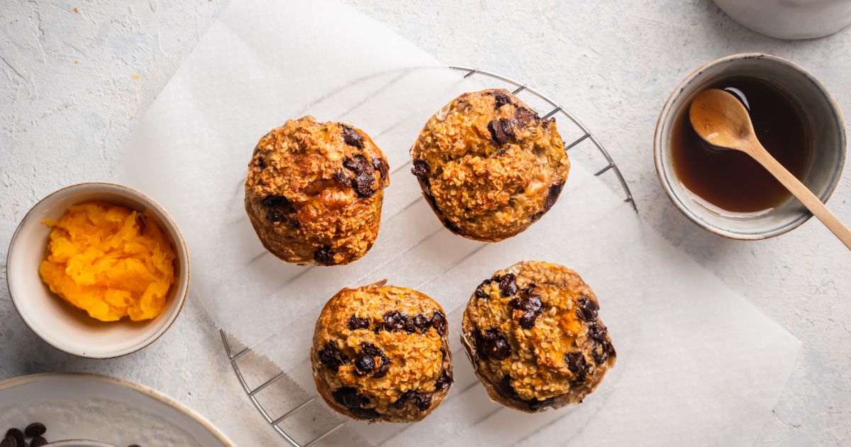 Pumpkin Chocolate Chip Oatmeal Muffin