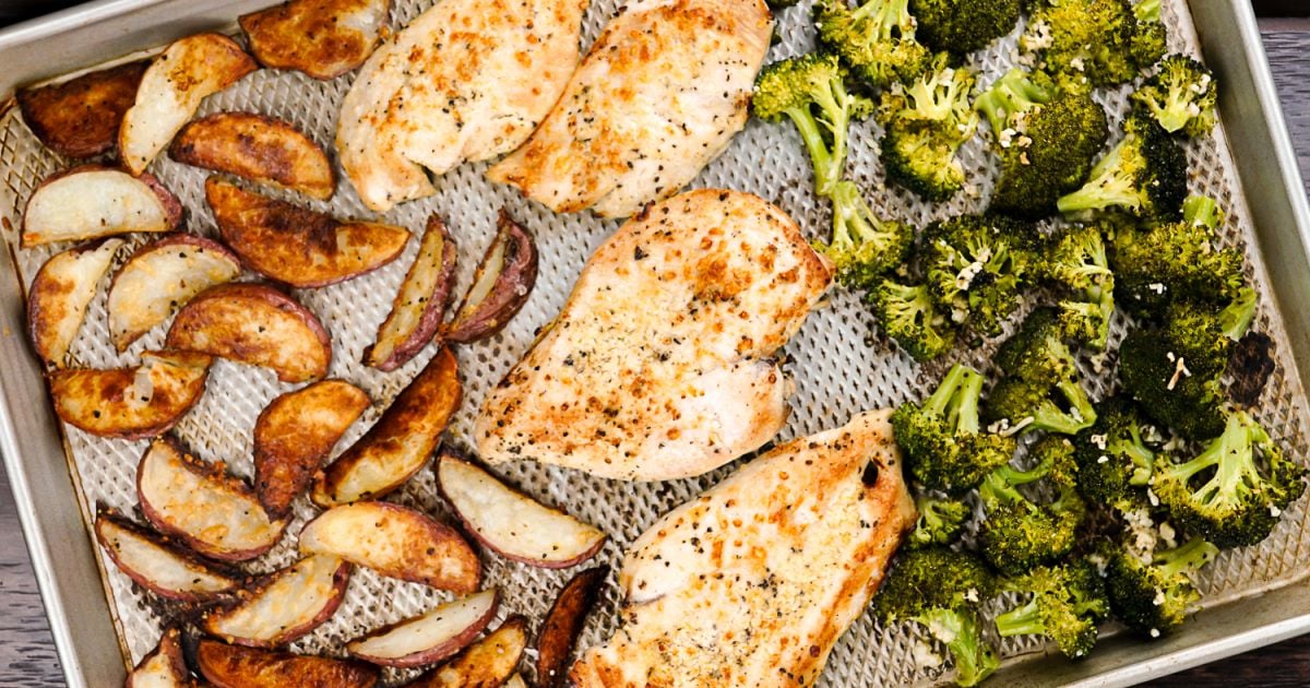 Roasted Chicken and Potatoes with Broccoli Slender Kitchen