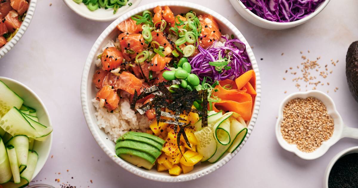 Salmon Poke Bowls Slender Kitchen