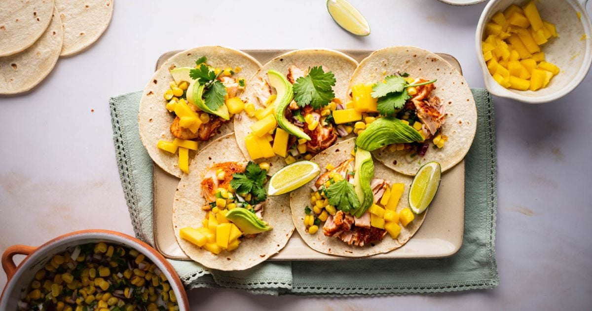 Salmon Tacos with Corn Salsa - Slender Kitchen
