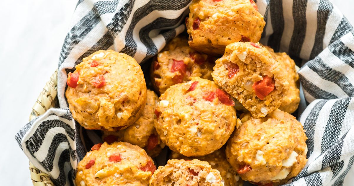 Savory Feta Cheese Muffins With Red Peppers - Slender Kitchen
