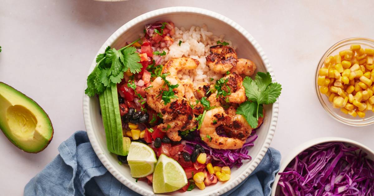 image of Shrimp Taco Bowls recipe by Slender Kitchen