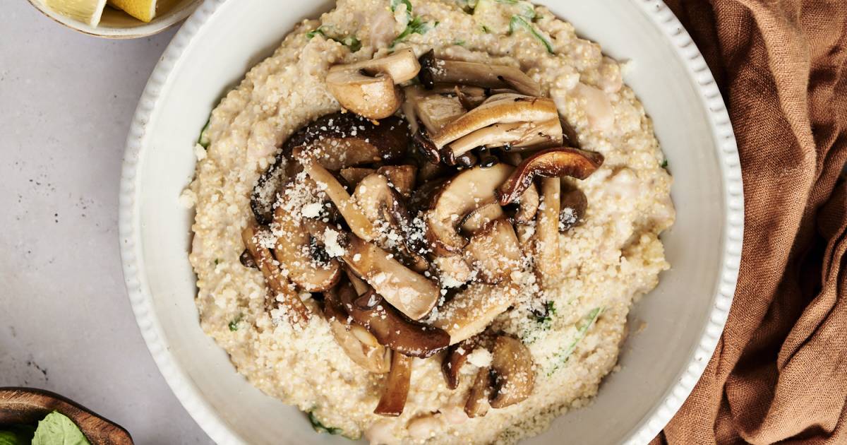 Slow Cooker Garlic Mushroom Quinoa (Minimal Effort!)