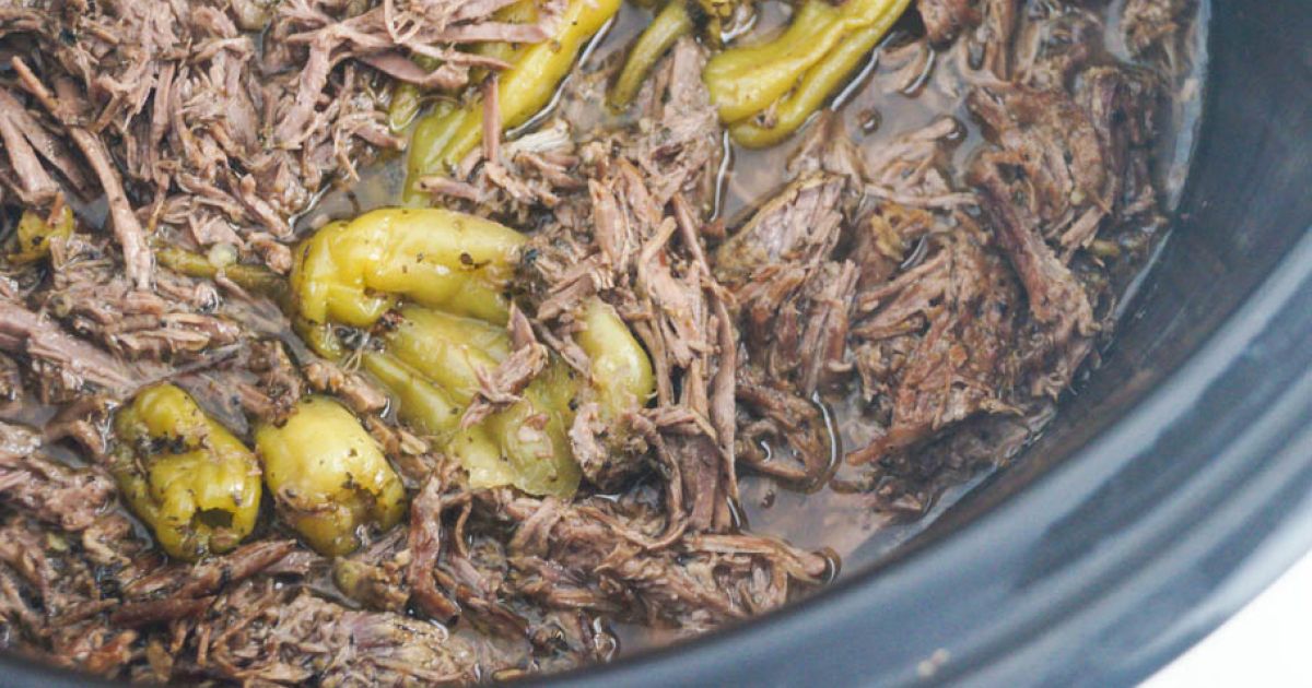 Sunday Slow Cooker Pepperoncini Beef aka Drip Beef Slender Kitchen