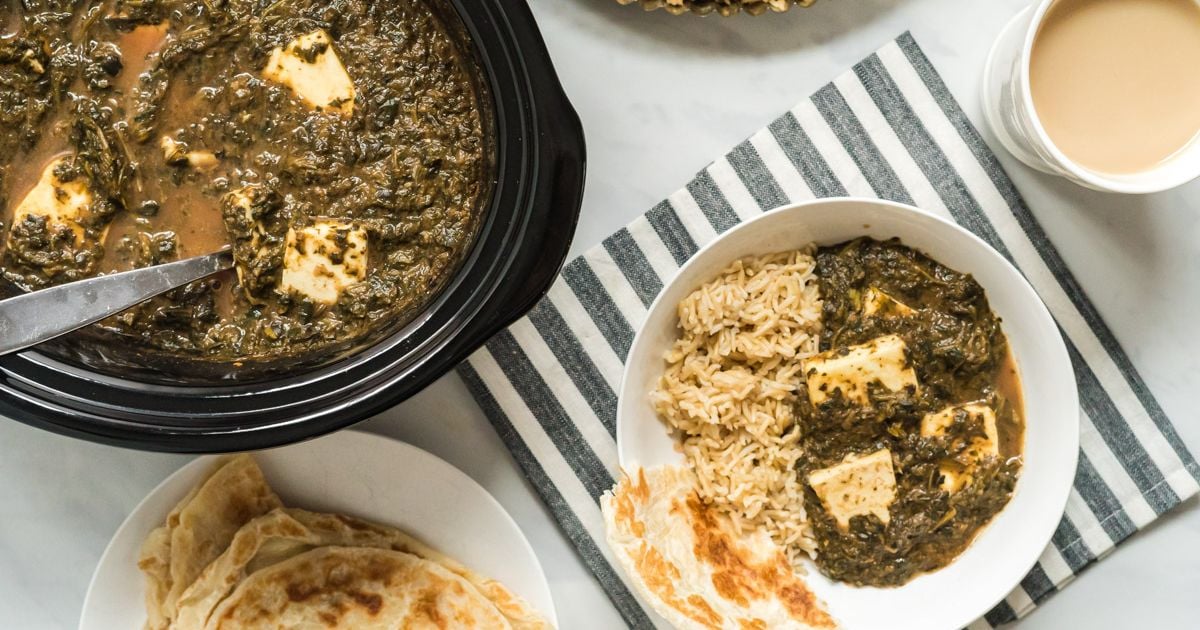 Slow Cooker Saag Paneer Indian Spinach Slender Kitchen
