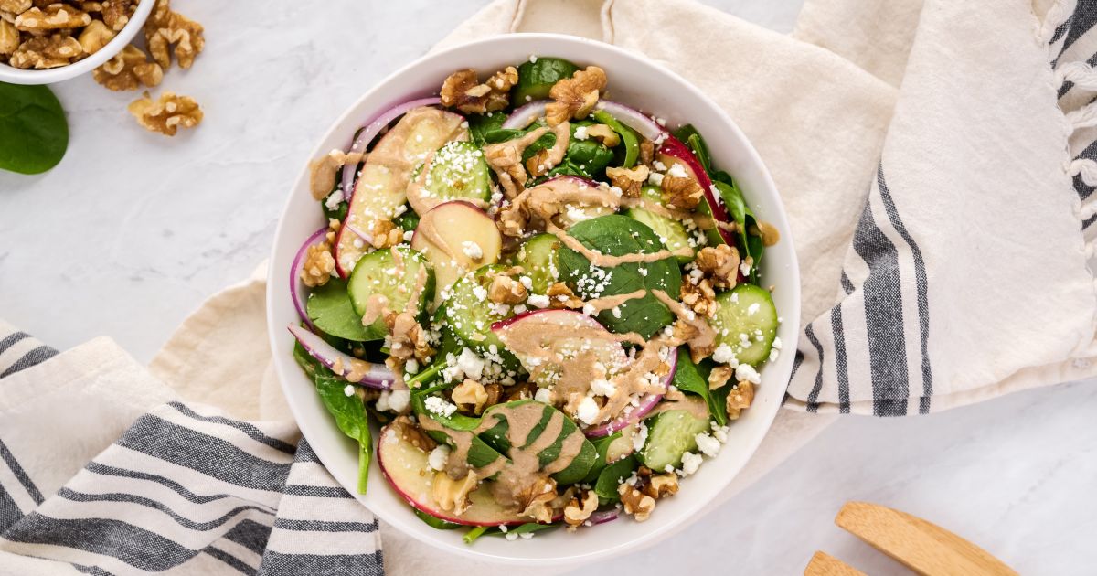 Spinach Salad with Creamy Balsamic - Slender Kitchen