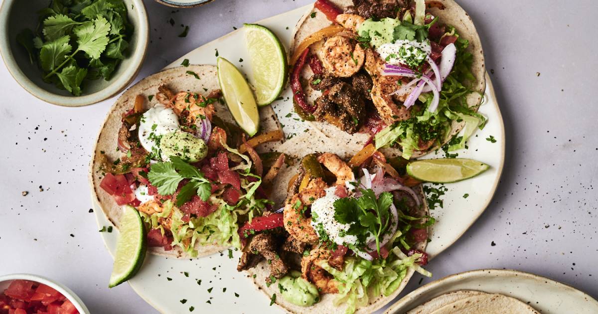 Steak and Shrimp Fajitas (15 Minute Meal!)