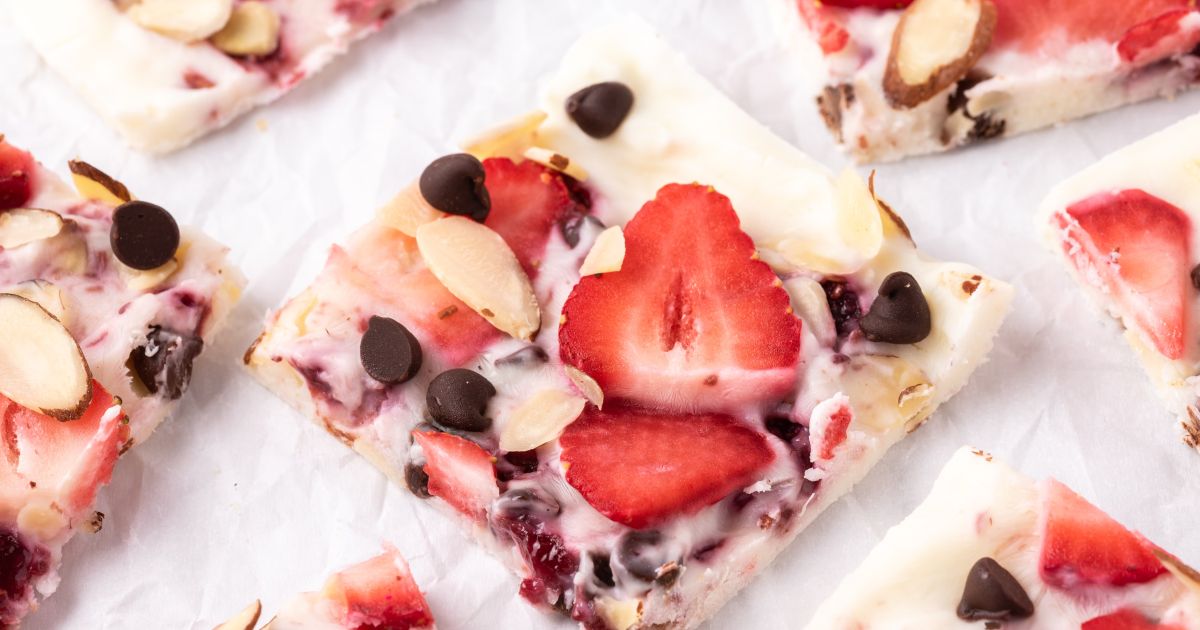 Strawberry Frozen Yogurt Bark - Slender Kitchen