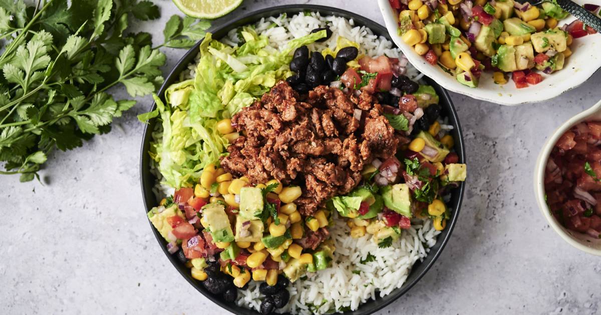 Vegan Ground Beef Burrito Bowls (with Impossible Meat) (31g Protein!)