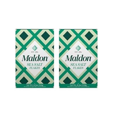  Maldon Salt, Sea Salt Flakes, 8.5 oz (240 g), Kosher, Natural, Handcrafted, Gourmet, Pyramid Crystals (Packaging May vary) (Pack of 2)
