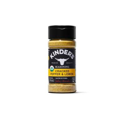 Kinder lemon pepper seasoning in a jar.