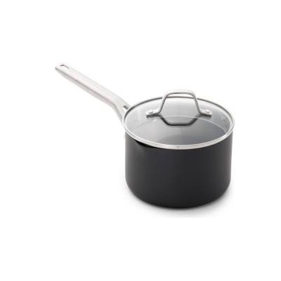 Calphalon 2.5qt Hard Anodized Nonstick Sauce Pan with Lid: Stay-Cool Silicone Handle, Tempered Glass, Dishwasher-Safe
