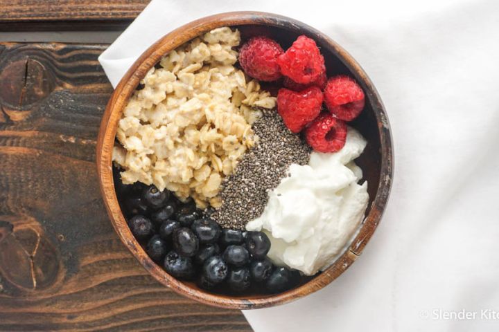 Cashew Milk Overnight Oats with Chia, Yogurt, and Berries