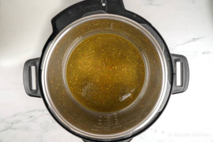 Green salsa in an Instant Pot.