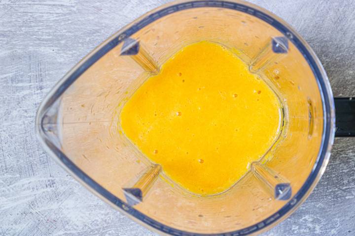 Peach puree in a blender.