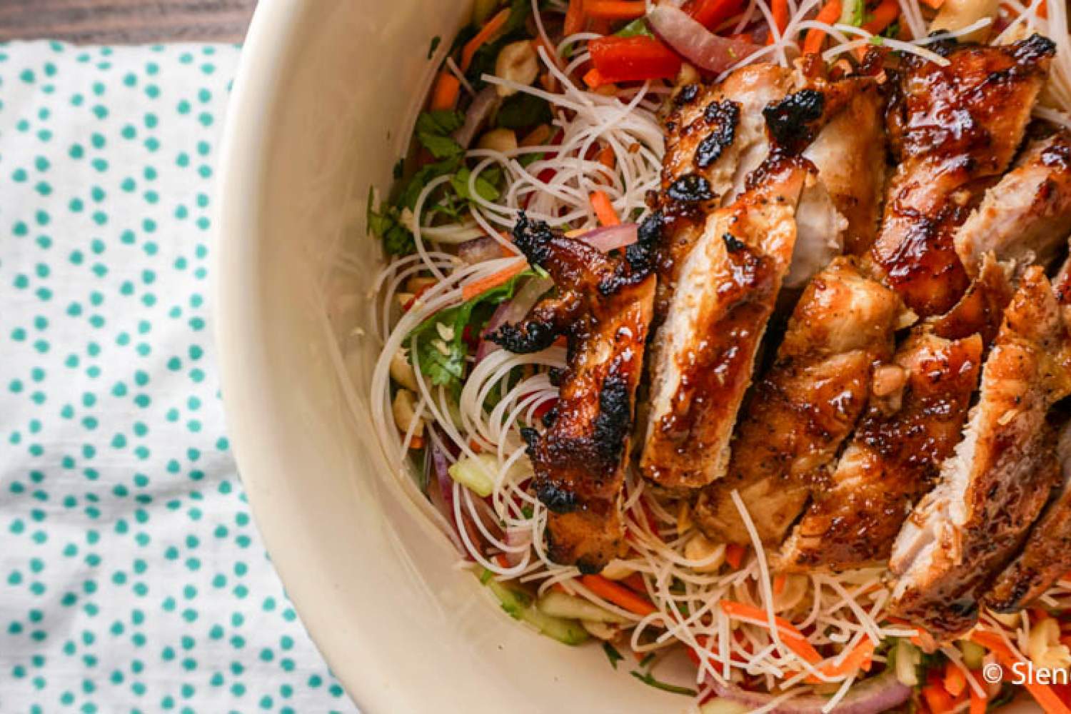 Asian Noodle Salad with Broiled Hoisin Chicken Thighs Slender Kitchen