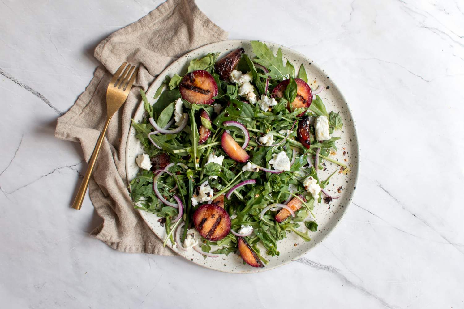 Grilled Plum Salad with Goat Cheese Slender Kitchen