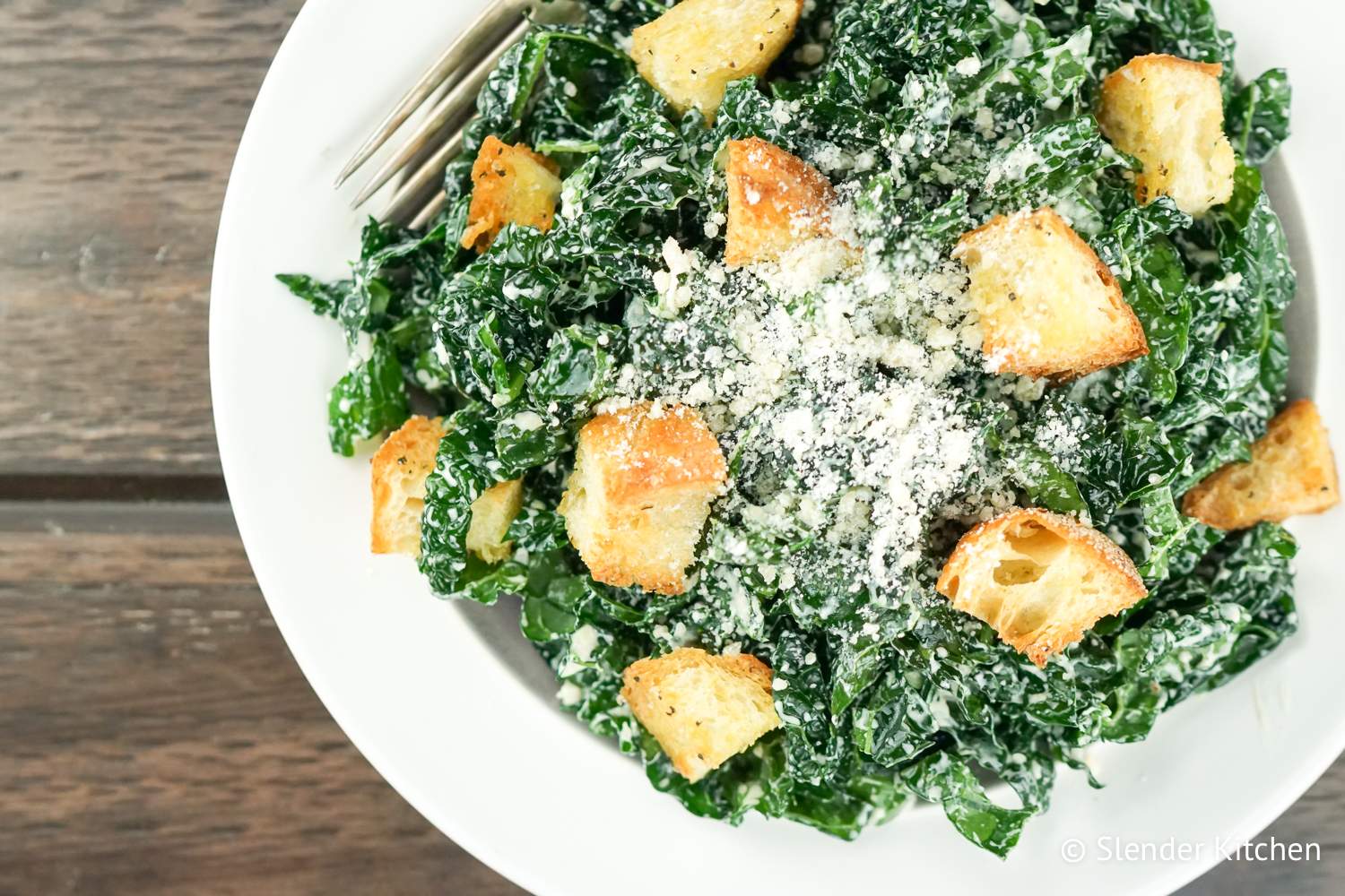 Healthy Kale Caesar Salad Slender Kitchen