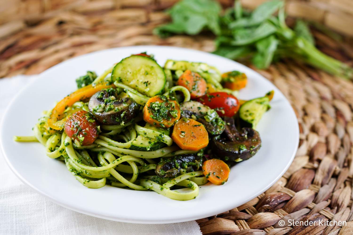 Pasta Primavera with Spinach Pesto Slender Kitchen