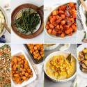 Thanksgiving vegetable side dish recipes including mashed potatoes, carrots, green bean casserole, and more.