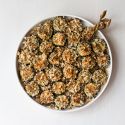 Crispy baked zucchini with panko breadcrumbs and Parmesan cheese.